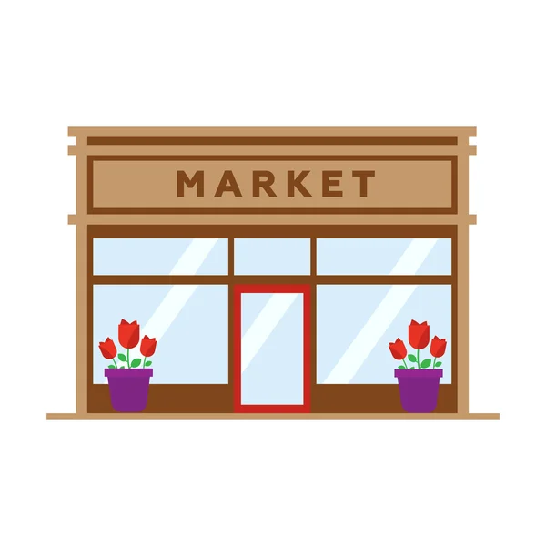 Mercado icono de estilo plano aislado en blanco — Vector de stock