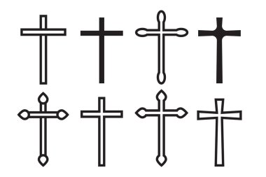İnce çizgi Icons set haçlar