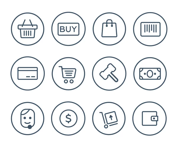 Iconos de compras de comercio electrónico — Vector de stock