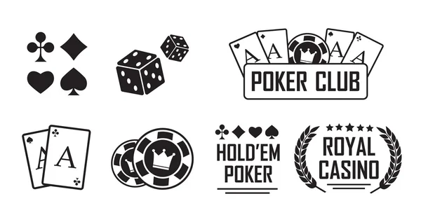 Icônes de jeu réglées. Carte et casino, jeu de poker — Image vectorielle