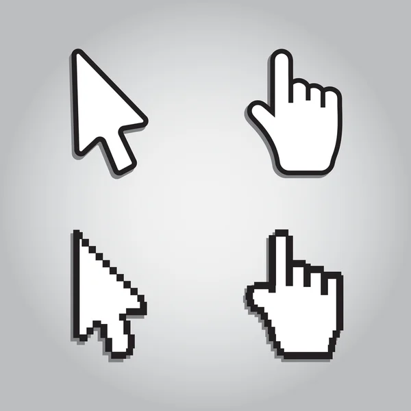 Pixel cursors pictogrammen muis hand pijl — Stockvector