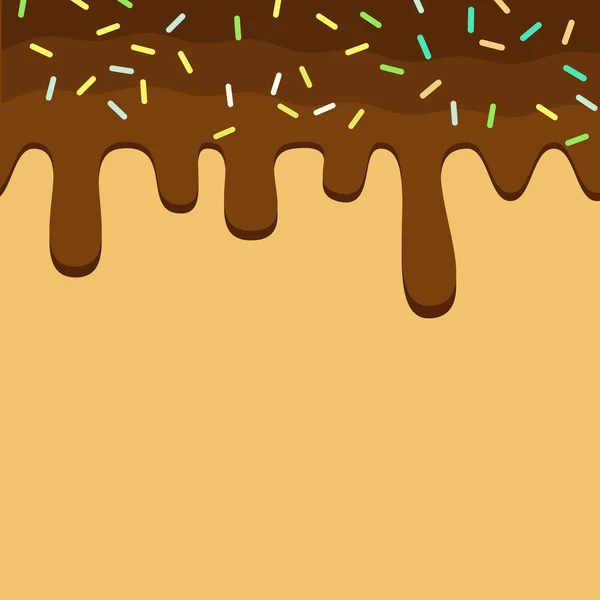 Chocolate escuro derretido no fundo Wafer — Vetor de Stock