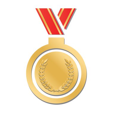 gold medal on red ribbon clipart