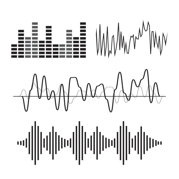 Vector music sound wave icon set — Stock Vector