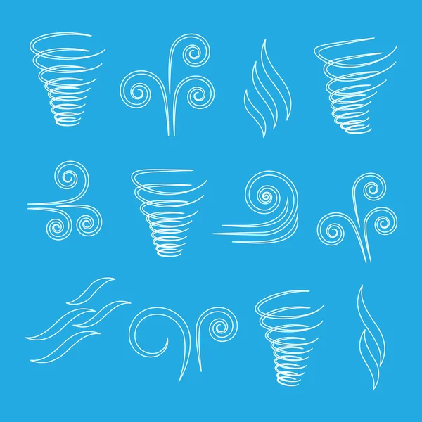 Icônes du vent nature, vague qui coule — Image vectorielle