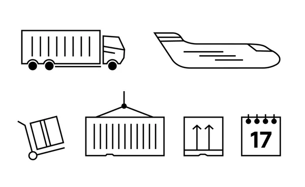 Logistics ikoner set. Lastbil och frakt, last, transport — Stock vektor