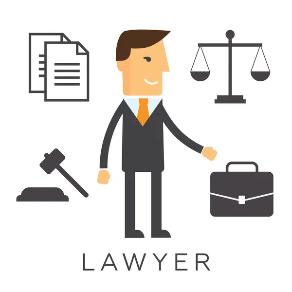 Lawyer concept icons in flat style — Stock Vector