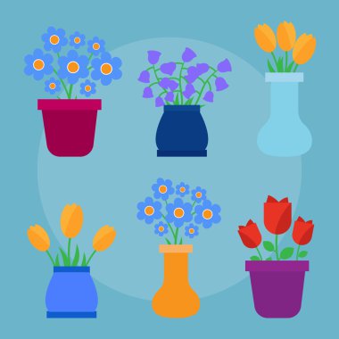 Şirin bahar çiçekleri tencere