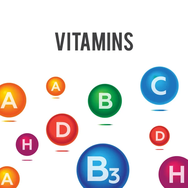 Vitaminas y minerales fondo — Vector de stock