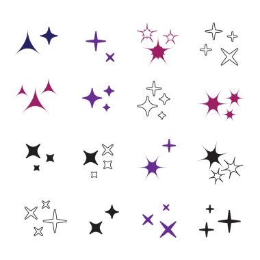 Sparkles simgeleri sıraya. Siyah sembolleri vektör