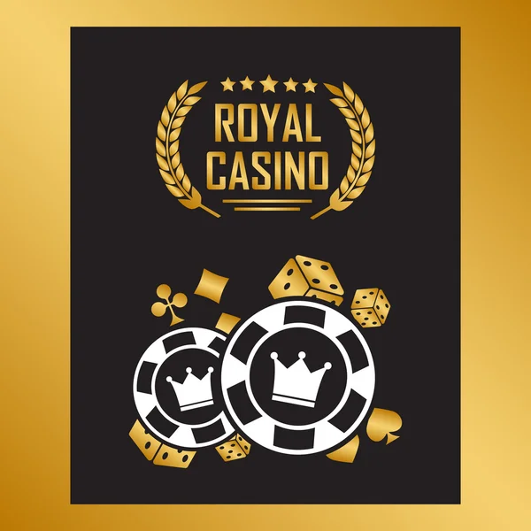 Cartel de casino con fichas de juego de poker — Vector de stock