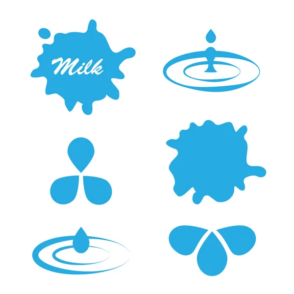 Set Of Milk Splash Untuk Logo Produk - Stok Vektor