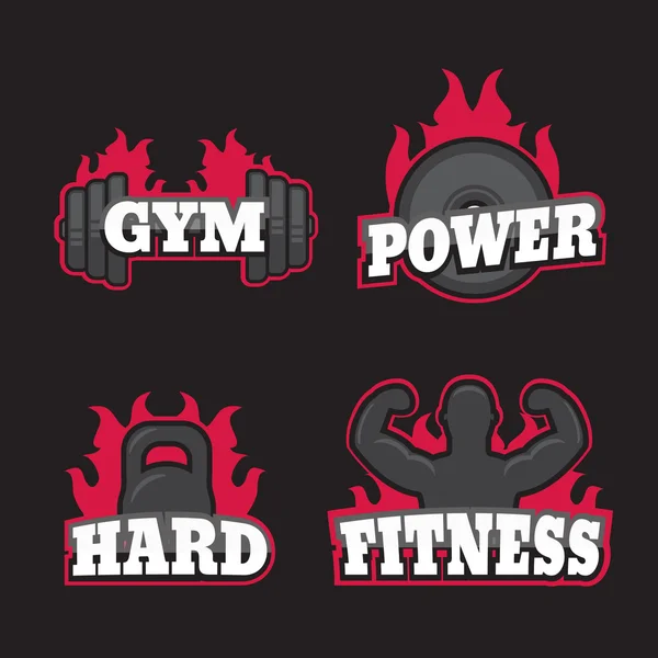 Logos für Fitnessstudios, Etiketten im Vintage-Stil — Stockvektor