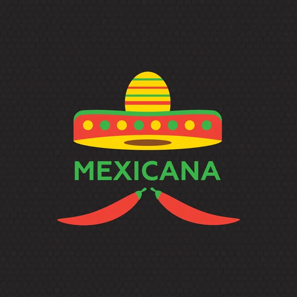 Hot Mexicano Chili Pepper Logo template. Logótipo mexicano Fast food — Vetor de Stock