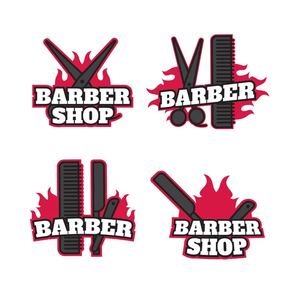 Barber Shop logo wektor szablony zestaw. Etykiety, odznaki — Wektor stockowy