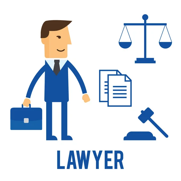 Lawyer concept icons in flat style — Stock Vector