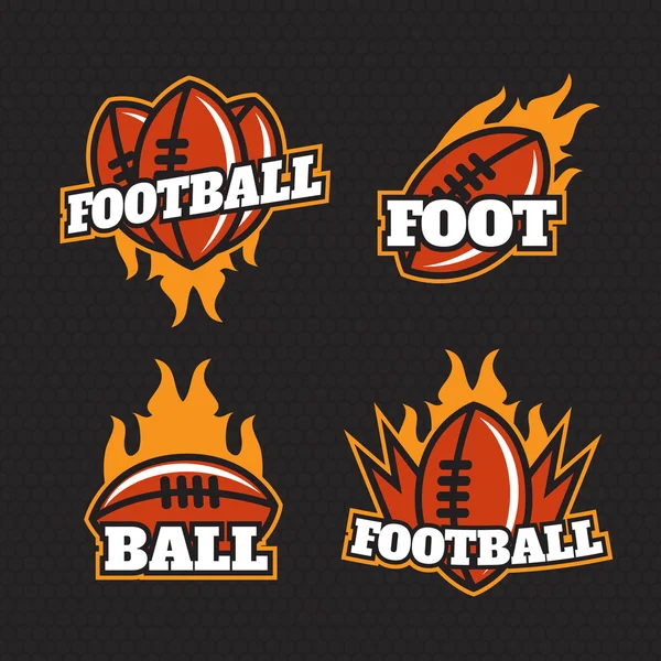 Conjunto de colorido logo de fútbol americano universitario — Vector de stock