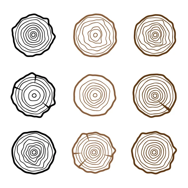 Set van vier boom ringen pictogrammen — Stockvector