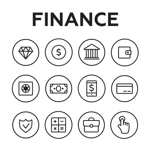 Finanzas iconos línea estilo vector — Vector de stock