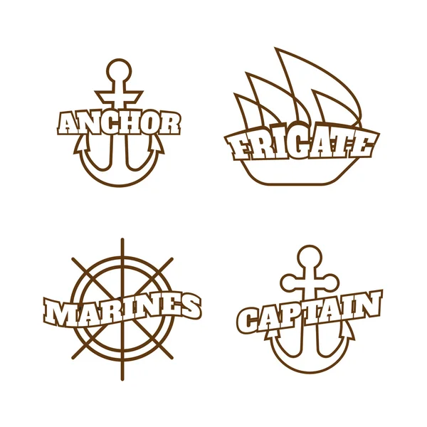 Logotipos náuticos hipster. emblemas e insignias de mar — Vector de stock