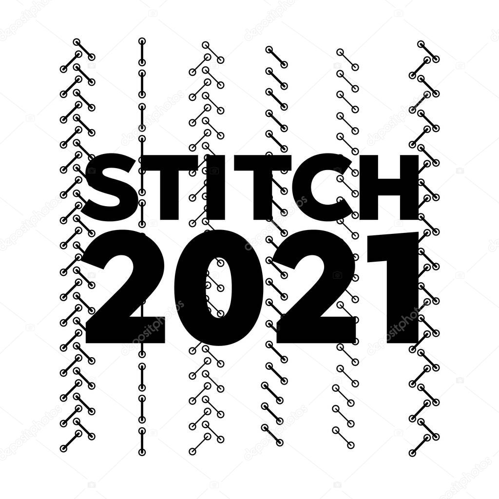 Embroidery pattern. Monochrome stitches on white background. Sewing machine stitches zig zag line 