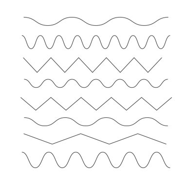 Bir dizi zigzag ve dalga sınırı. Dalgalar ana hatları simgesi. İnce çizgi sembolü salla