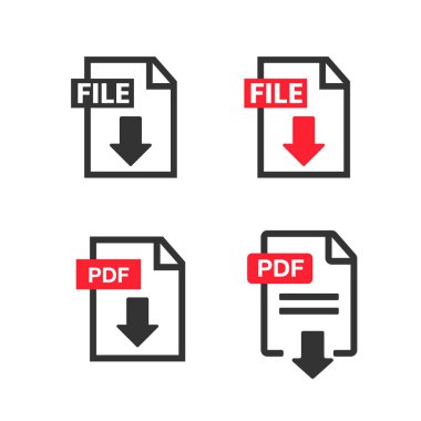 PDF Dosya Simgeleri. Belge simgesi ayarlandı. Dosya Simgeleri satır biçimi illüstrasyonu