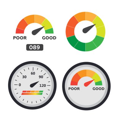 Araç göstergesi göstergesi. Hız göstergesi vektörü. Otomatik ok barometresi