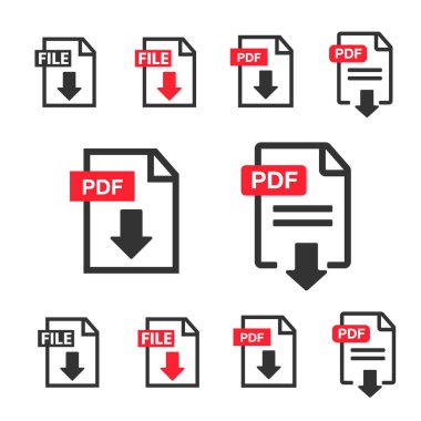 Dosya Simgeleri. Dosya Simgeleri satır biçimi illüstrasyonu. Belge simgesi ayarlandı