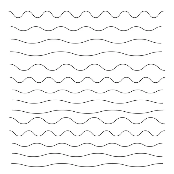 黑色波纹矢量 波浪勾勒出图标 波浪细线符号 — 图库矢量图片
