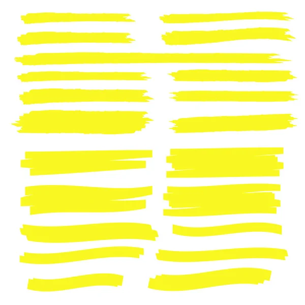 黄色のハイライトマーカーライン ハイライトストロークベクトル マーカーマーク — ストックベクタ