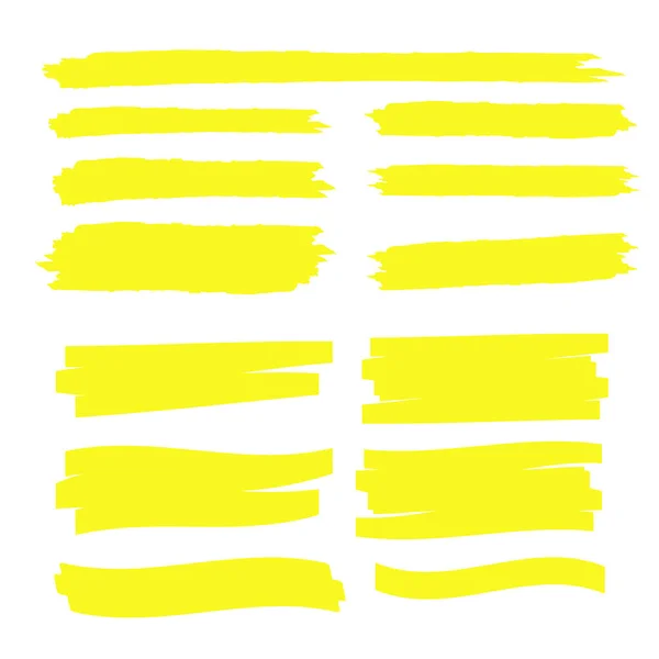 Yellow Marker Text Selection Yellow Watercolor Hand Drawn Highlight — Stock Vector