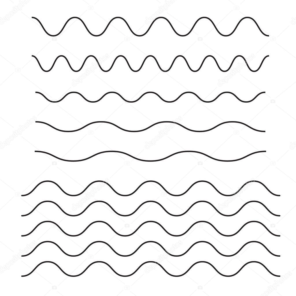 Icon wave vector line icons. set of zigzag and wave borders