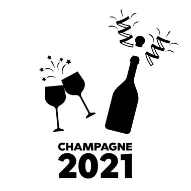 Şampanya şişesi patlama vektör illüstrasyonu