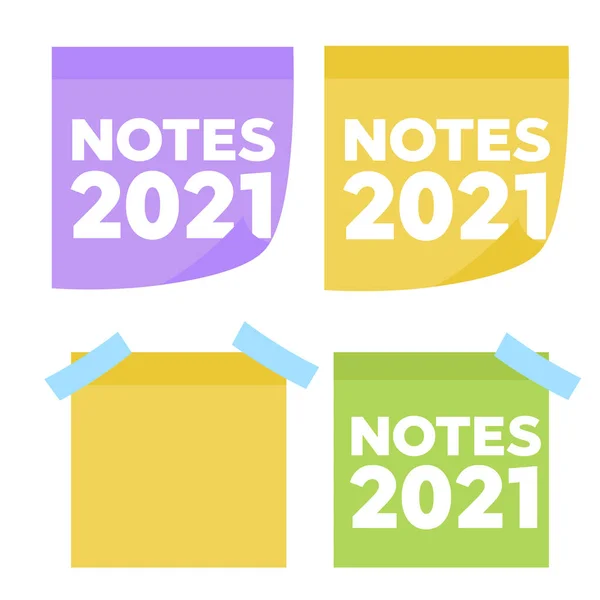 Plakkerige Notities Set Van Gele Sticky Notes Vector Illustratie Multicolor — Stockvector