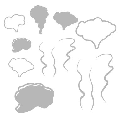 Buhar bulutları silueti. El yapımı karalama dumanı, bulutlar ve sis