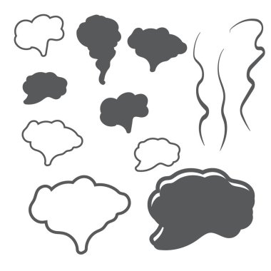 Buhar dumanı gerçekçi bir set. Buhar, bulut ve duman simgeleri