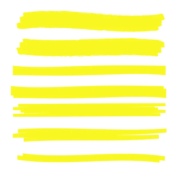 Yellow Highlighter Marker Strokes Gelbes Aquarell Handgezeichnetes Highlight — Stockvektor