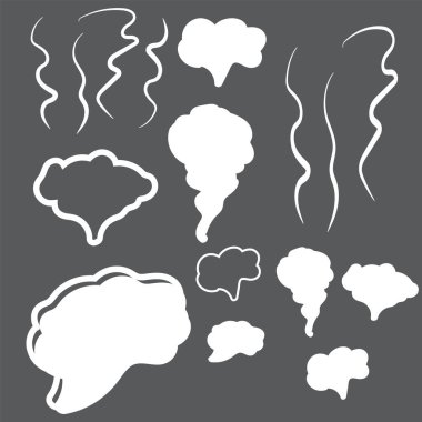 Duman Buhar İşaretleri. El yapımı karalama dumanı, bulutlar ve sis 