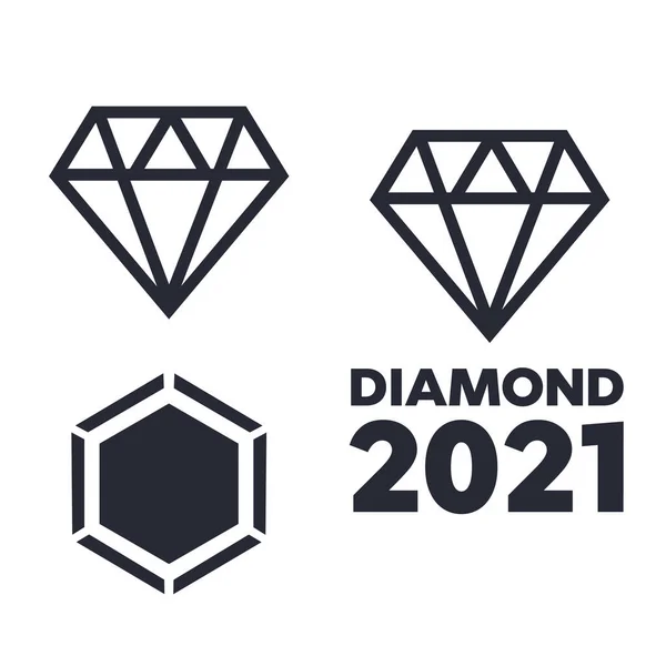 Diamanten Iconen Ingesteld Diamantlijn Icoon Diamantschets Vectorteken — Stockvector