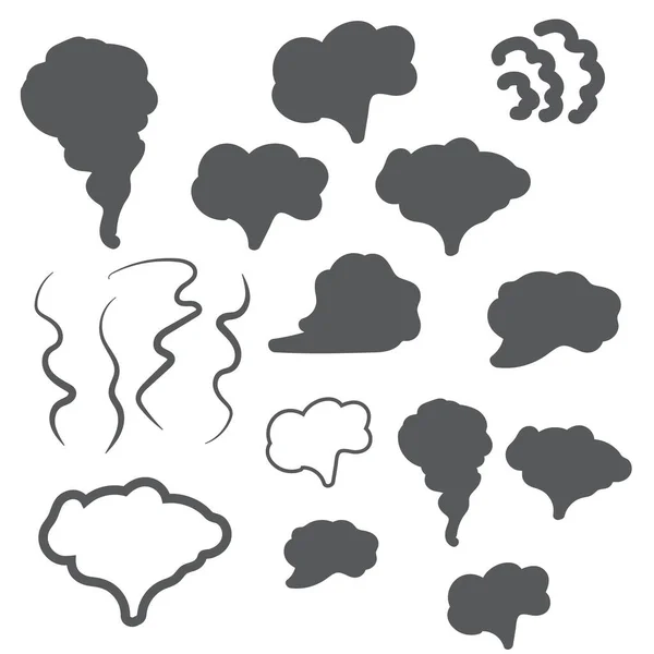 Set Von Rauch Ikonen Von Hand Gezeichneter Doodle Rauch Wolken — Stockvektor