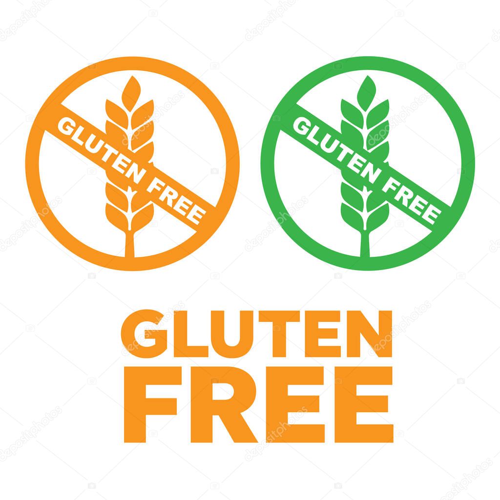 Gluten free label vector. Wheat gluten free grain icon 