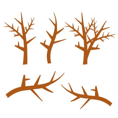 Çizilmiş ahşap dal, ahşap sopa el, rustik dekorasyon öğeleri ağaç dalları vektör. Doğal ahşap sopa, resimde kümesi