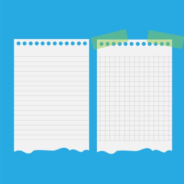 Yırtık çizgili defter şablonları için notları veya Not sayfaları. Vektör çizim