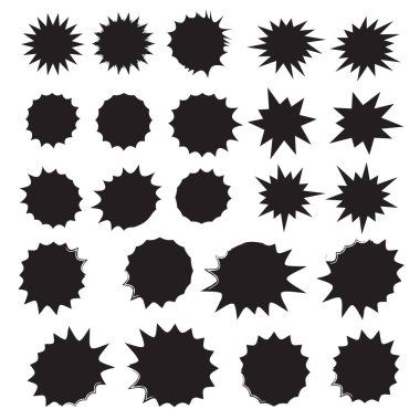 Renkli kağıt yıldız patlaması konuşma baloncukları. Yıldız patlaması izole simgeleri ayarlandı