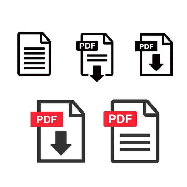 Ícone Download Arquivo Pdf Texto Documento Símbolo Web Conjunto Ícone —  Vetores de Stock