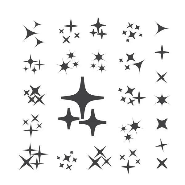 Simge Yıldızı Parıltı Koleksiyonu Kıvılcım Vektör Simgeleri Ayarlandı — Stok Vektör