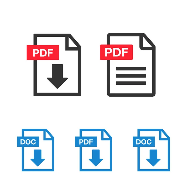 Pdf Icono Descarga Archivos Texto Del Documento Información Del Formato — Vector de stock