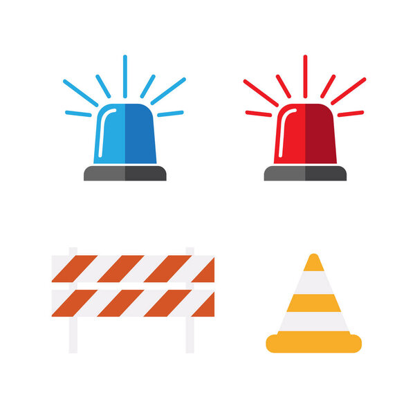 Red and blue flashers Siren vector. Flasher alert icon. Flashing light for Police, ambulance