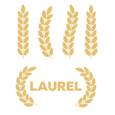 Vektör altın defne. Laurel çelenk ödülü ve altın kurdele. Defne çelengi ile ödül işaretleri 